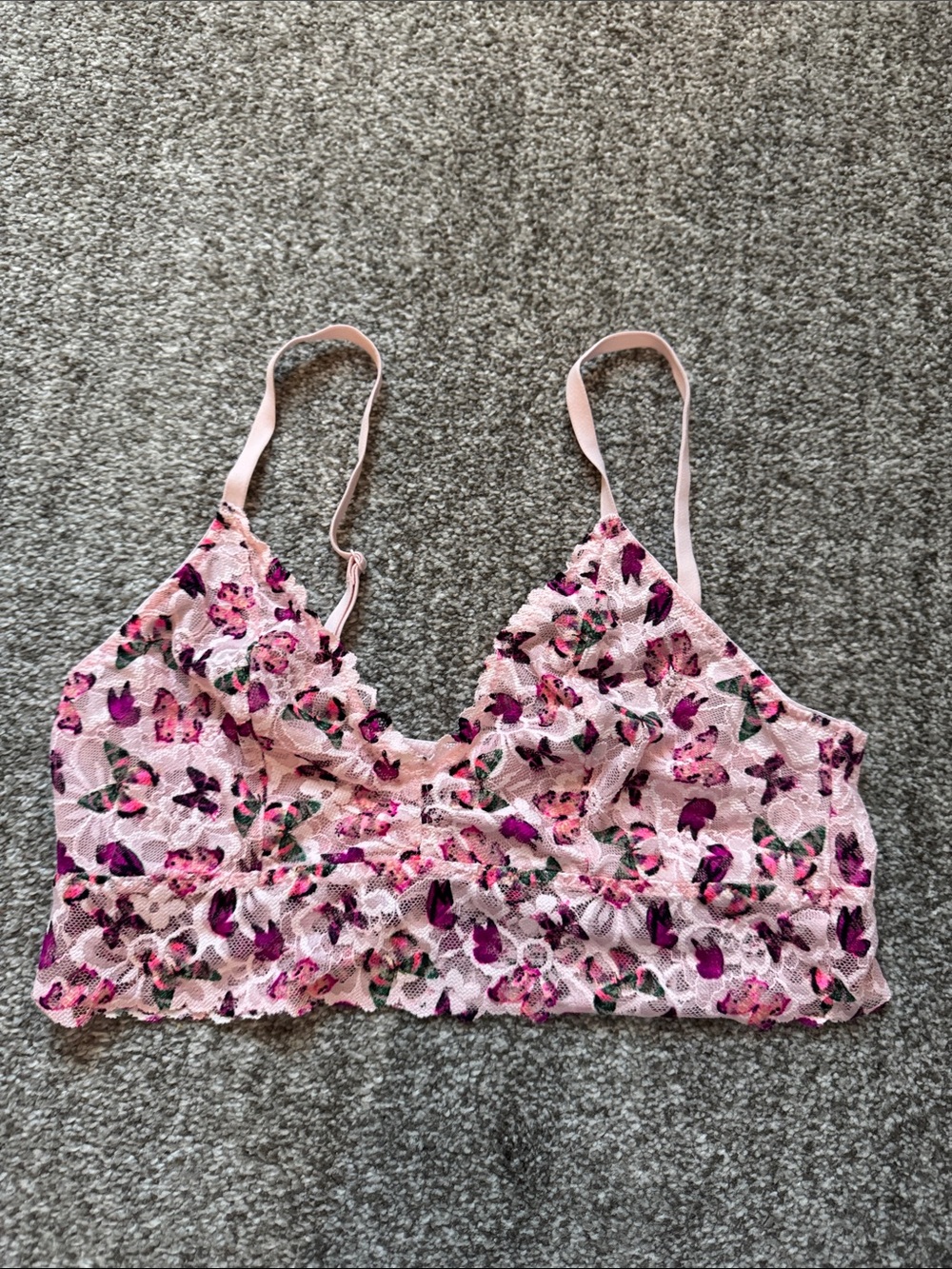 Victoria's Secret Pink butterfly Lace Bralette with Purple Accents